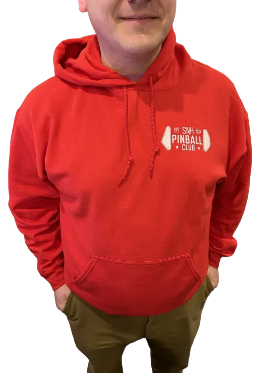 SNHPC logo hoodie front in red
